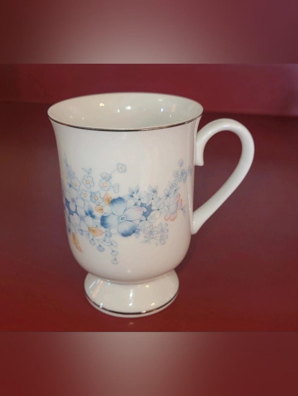 Vintage Fanci Florals Blue Moon Coffee Tea Cup Japan